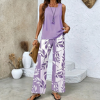 Women’s Sleeveless Two Piece Print Suit