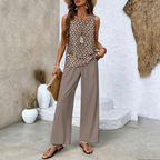 Women’s Sleeveless Two Piece Print Suit