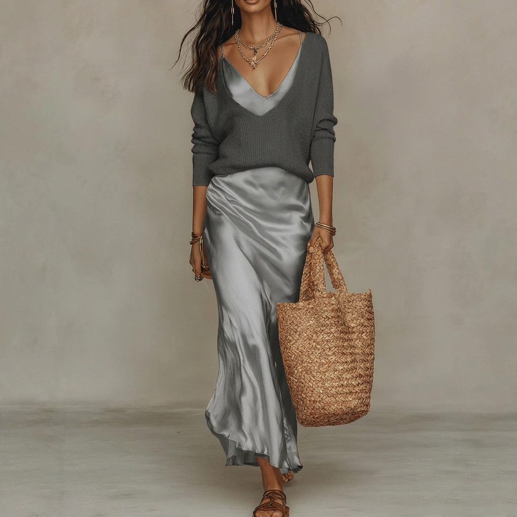 Women’s Luxury Style Maxi Dress Co-Ord Set