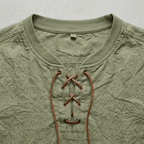 Maqiato | Men's Relaxed Linen-Blend Lace-Up Shirt