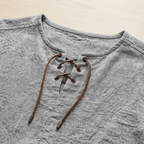 Maqiato | Men's Relaxed Linen-Blend Lace-Up Shirt