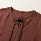 Maqiato | Men's Relaxed Linen-Blend Lace-Up Shirt