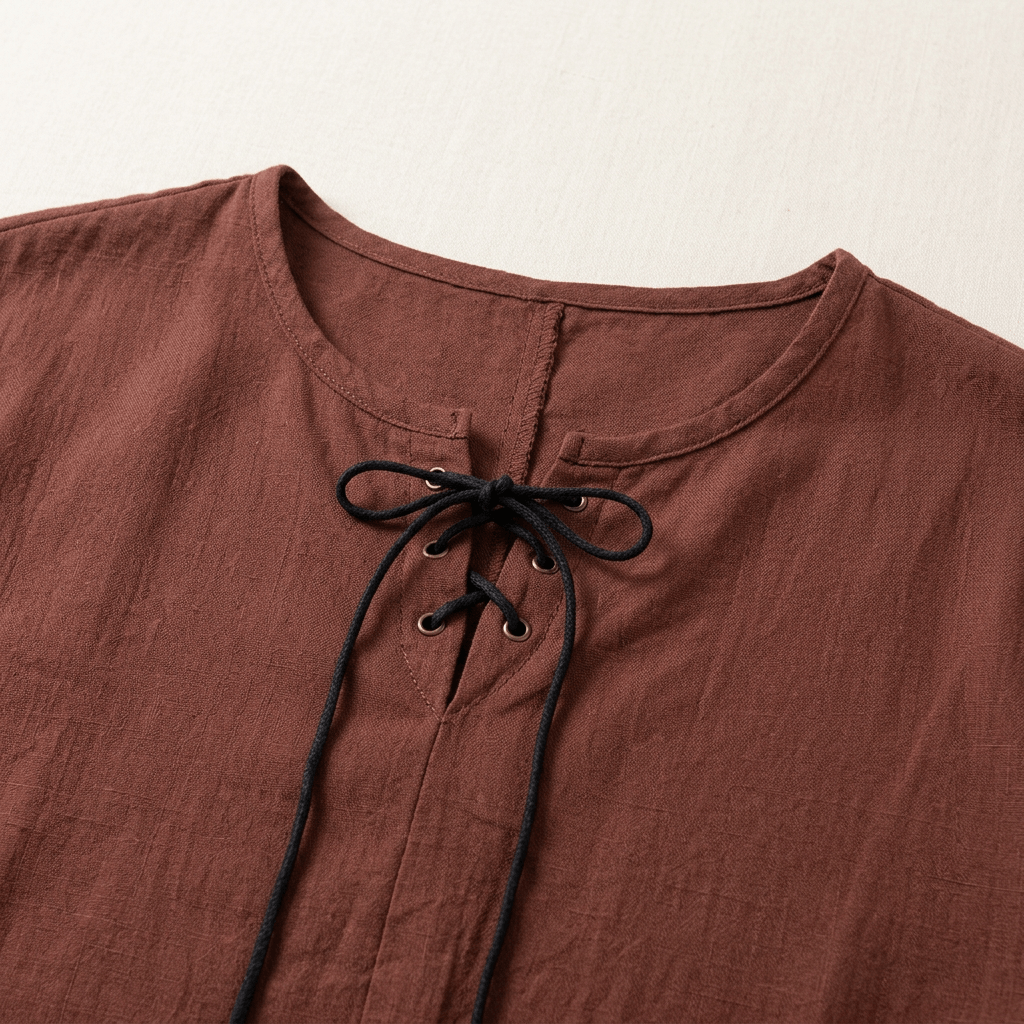 Maqiato | Men's Relaxed Linen-Blend Lace-Up Shirt