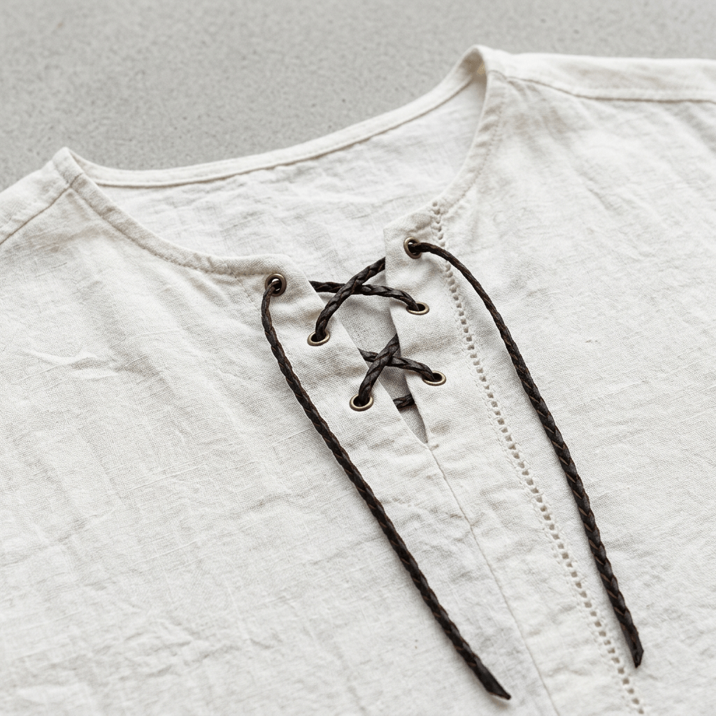 Maqiato | Men's Relaxed Linen-Blend Lace-Up Shirt
