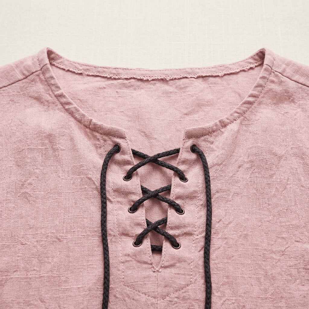 Maqiato | Men's Relaxed Linen-Blend Lace-Up Shirt