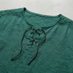 Maqiato | Men's Relaxed Linen-Blend Lace-Up Shirt