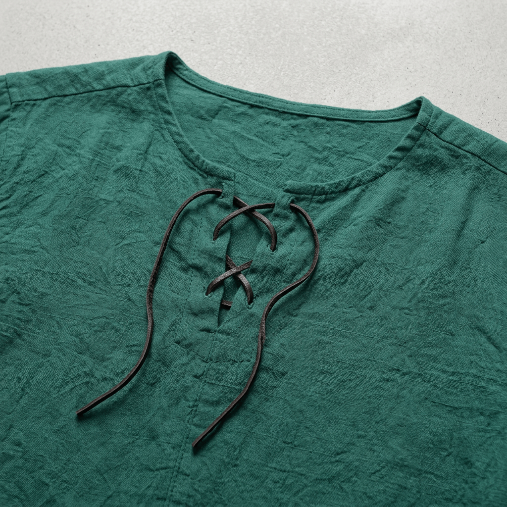 Maqiato | Men's Relaxed Linen-Blend Lace-Up Shirt