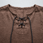 Maqiato | Men's Relaxed Linen-Blend Lace-Up Shirt