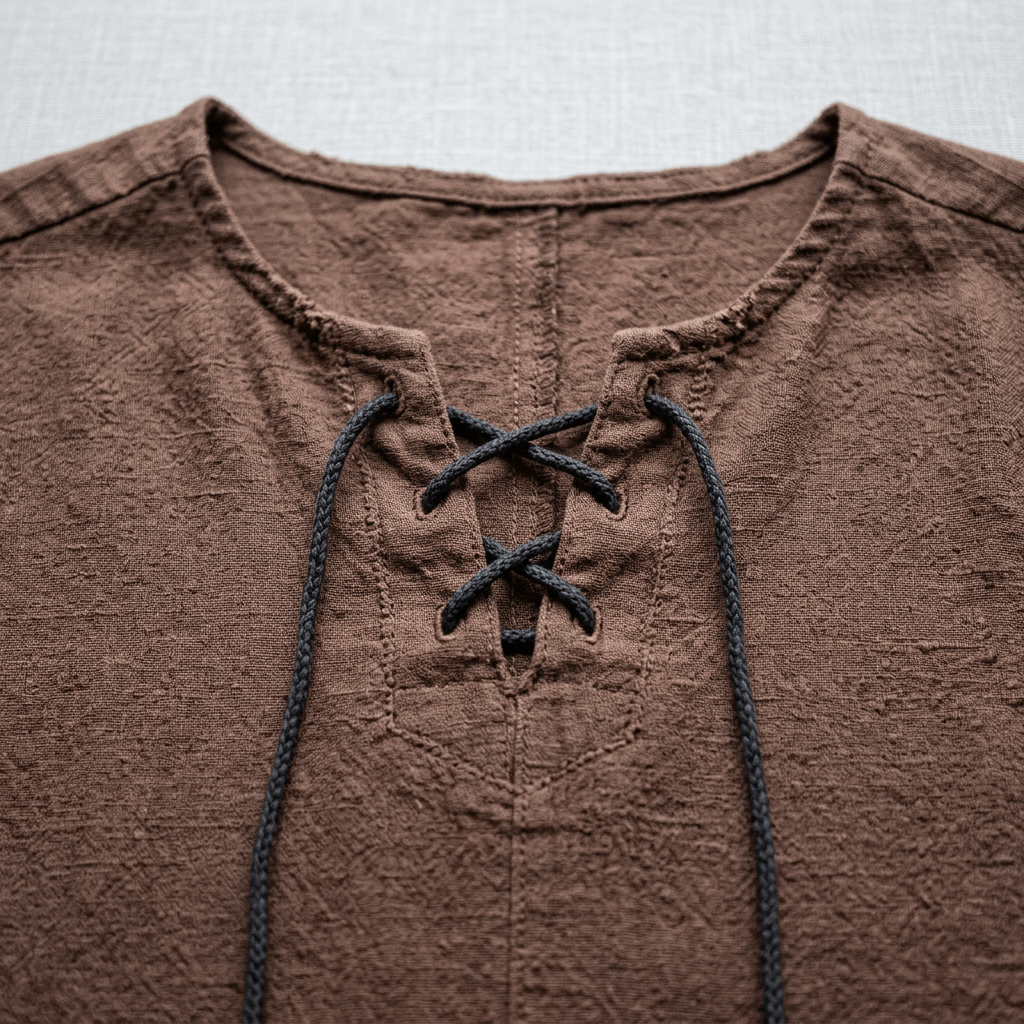 Maqiato | Men's Relaxed Linen-Blend Lace-Up Shirt