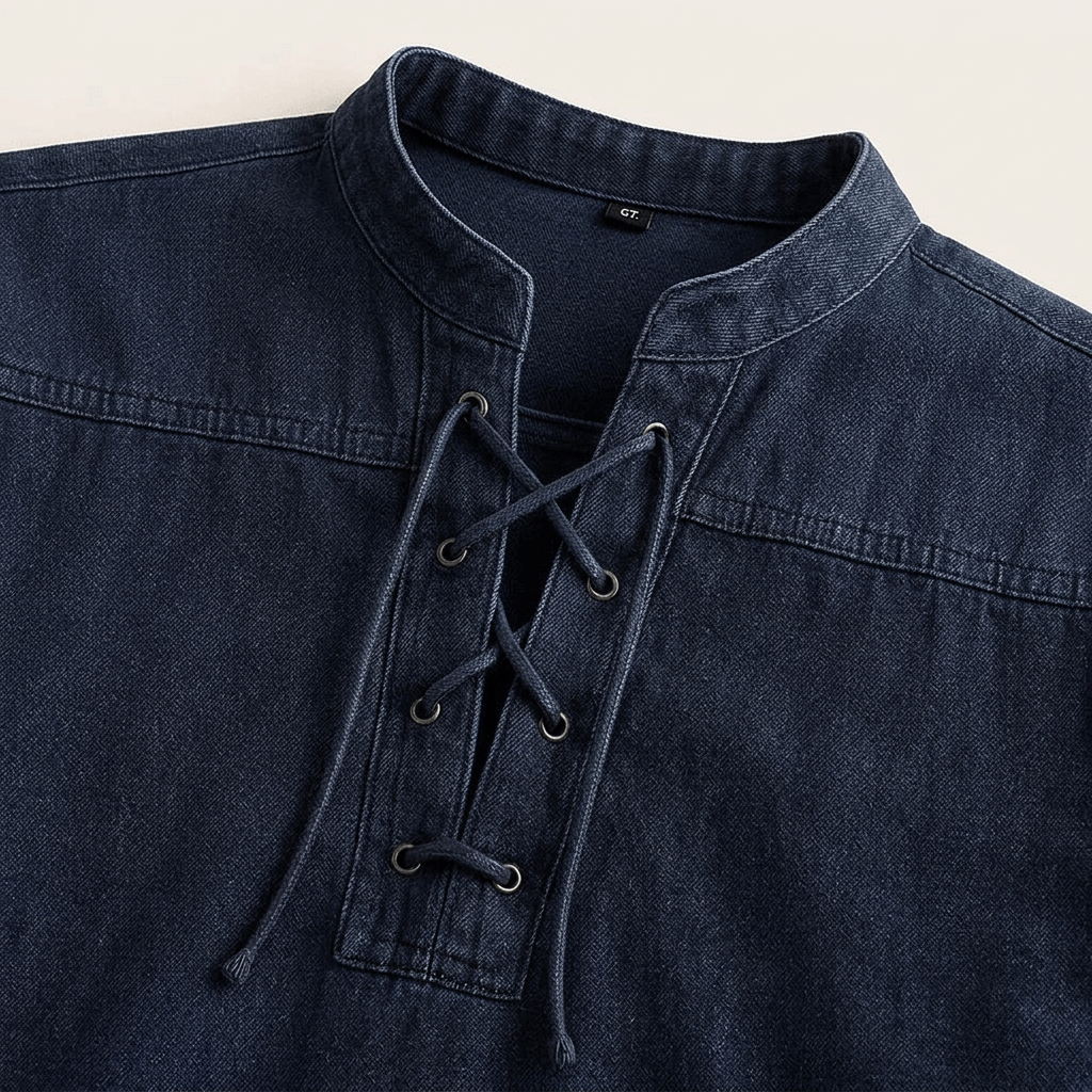 Maqiato | Men's Relaxed Denim Lace-Up Shirt