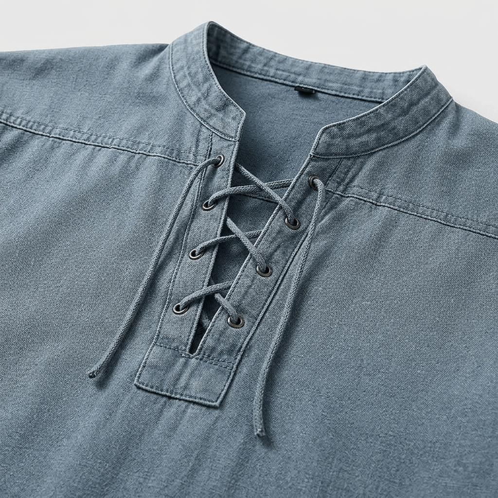Maqiato | Men's Relaxed Denim Lace-Up Shirt