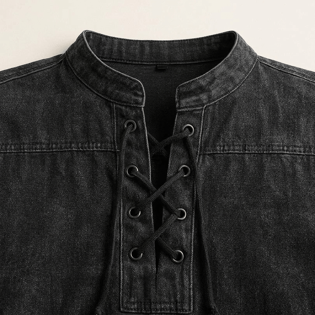 Maqiato | Men's Relaxed Denim Lace-Up Shirt