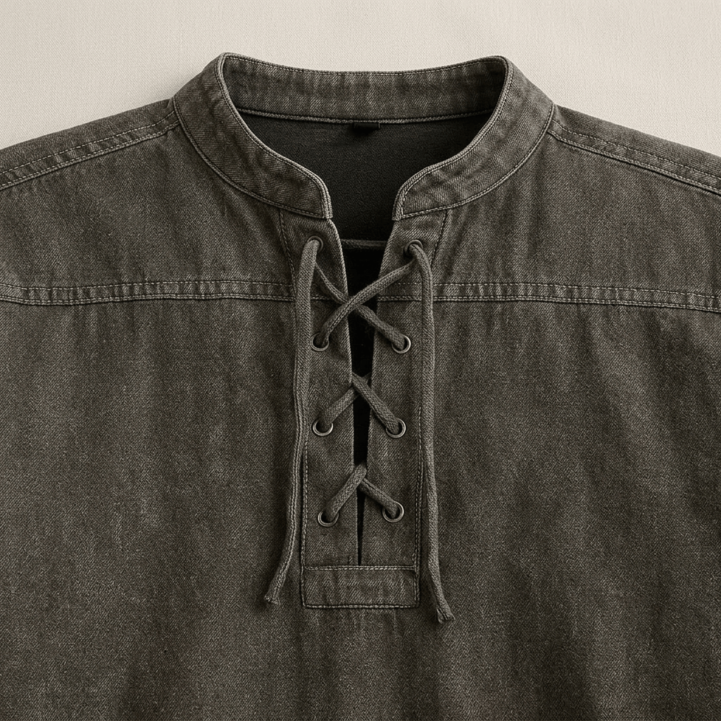Maqiato | Men's Relaxed Denim Lace-Up Shirt