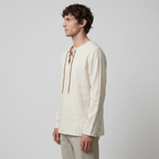 Maqiato | Men's Relaxed Linen-Blend Lace-Up Shirt
