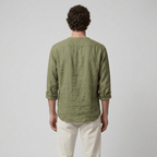 Maqiato | Men's Relaxed Linen-Blend Lace-Up Shirt