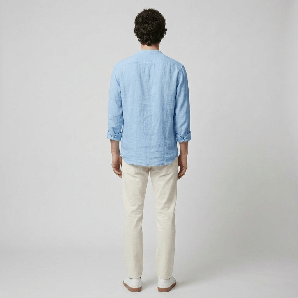 Maqiato | Men's Relaxed Linen-Blend Lace-Up Shirt