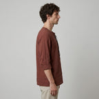 Maqiato | Men's Relaxed Linen-Blend Lace-Up Shirt