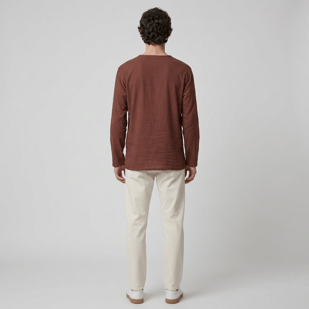 Maqiato | Men's Relaxed Linen-Blend Lace-Up Shirt