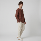 Maqiato | Men's Relaxed Linen-Blend Lace-Up Shirt