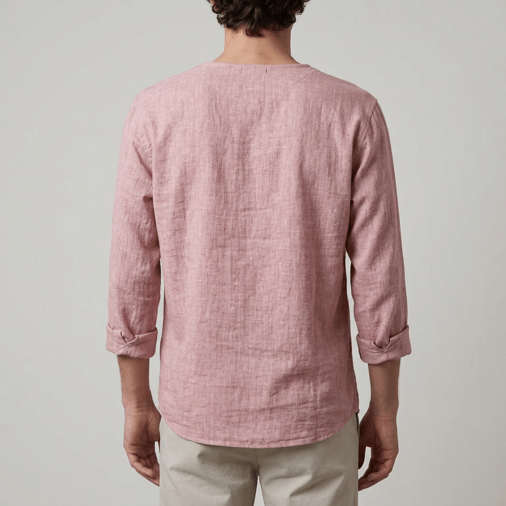 Maqiato | Men's Relaxed Linen-Blend Lace-Up Shirt