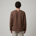 Maqiato | Men's Relaxed Linen-Blend Lace-Up Shirt