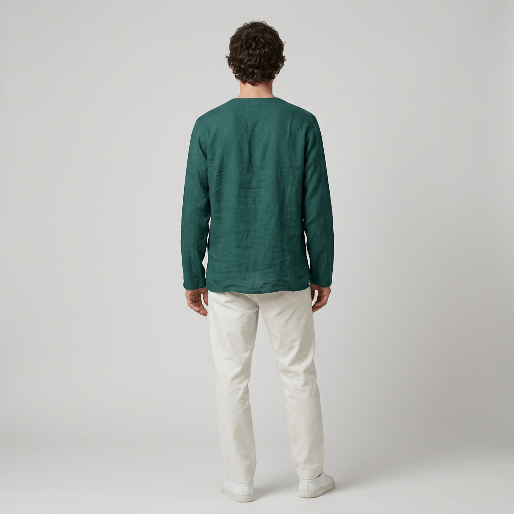 Maqiato | Men's Relaxed Linen-Blend Lace-Up Shirt