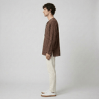 Maqiato | Men's Relaxed Linen-Blend Lace-Up Shirt