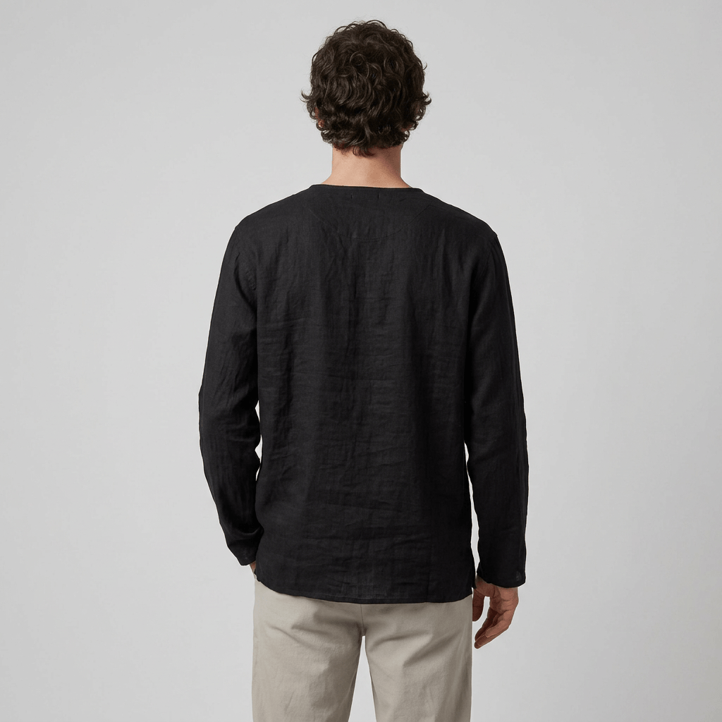 Maqiato | Men's Relaxed Linen-Blend Lace-Up Shirt