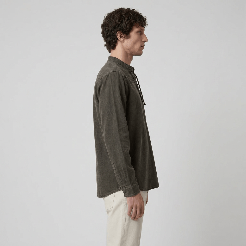 Maqiato | Men's Relaxed Denim Lace-Up Shirt