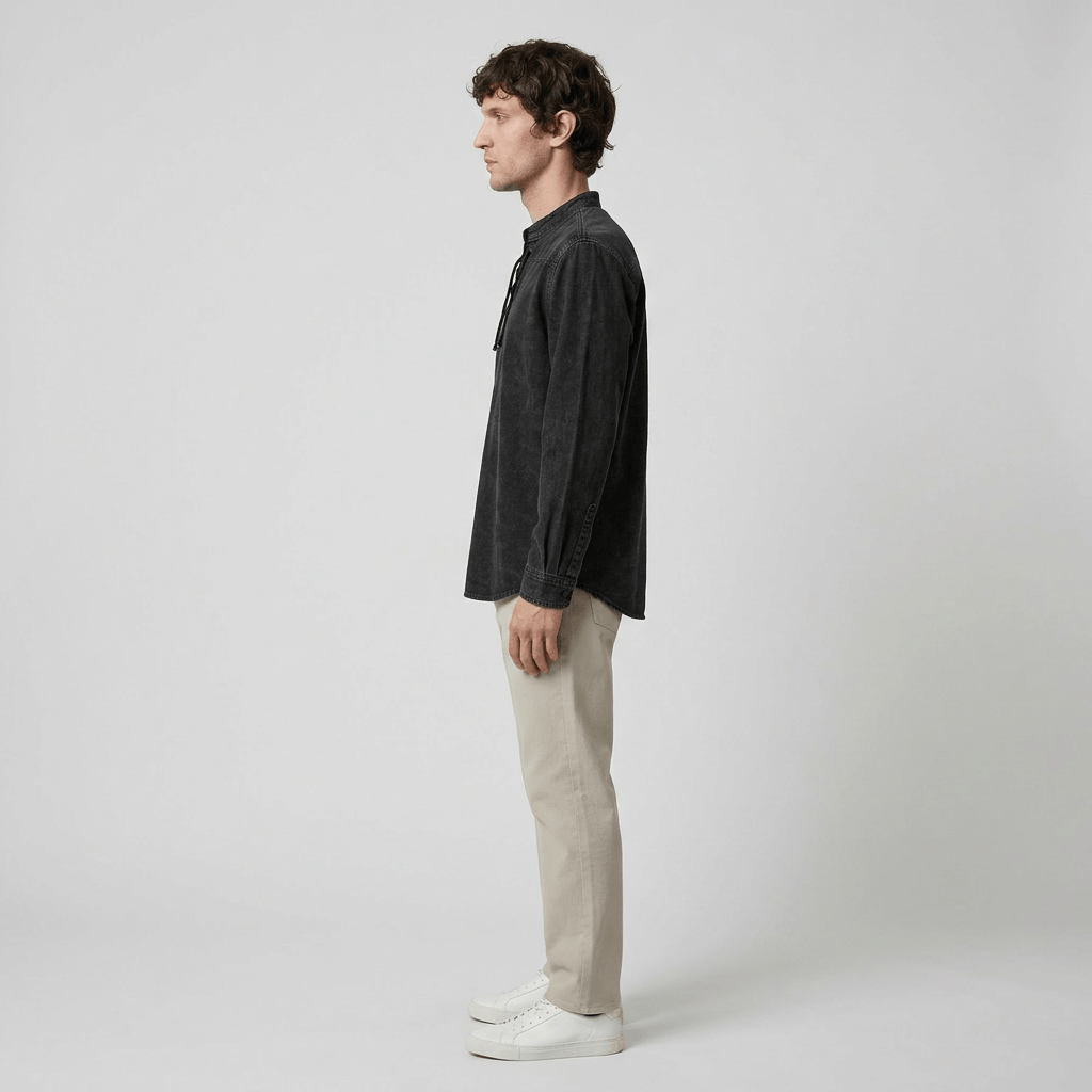 Maqiato | Men's Relaxed Denim Lace-Up Shirt