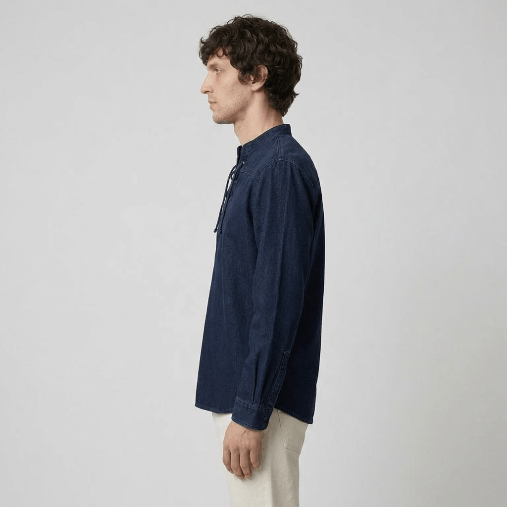 Maqiato | Men's Relaxed Denim Lace-Up Shirt