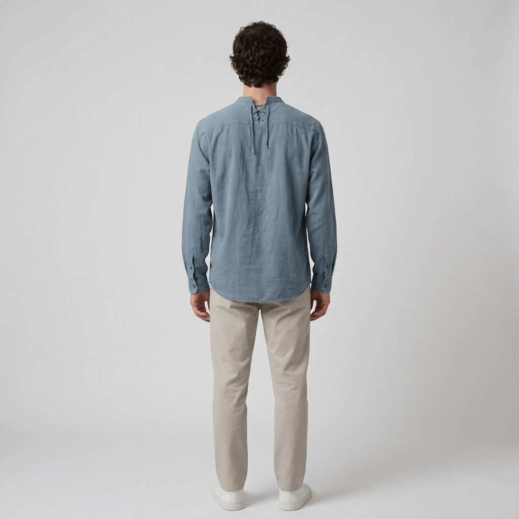 Maqiato | Men's Relaxed Denim Lace-Up Shirt