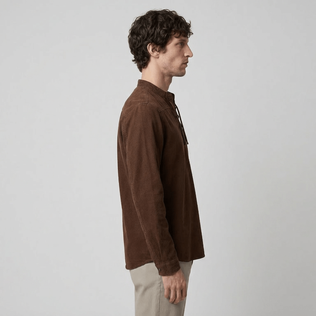 Maqiato | Men's Relaxed Denim Lace-Up Shirt