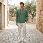 Maqiato | Men's Relaxed Denim Lace-Up Shirt