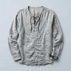 Maqiato | Men's Relaxed Linen-Blend Lace-Up Shirt