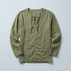 Maqiato | Men's Relaxed Linen-Blend Lace-Up Shirt