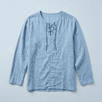 Maqiato | Men's Relaxed Linen-Blend Lace-Up Shirt