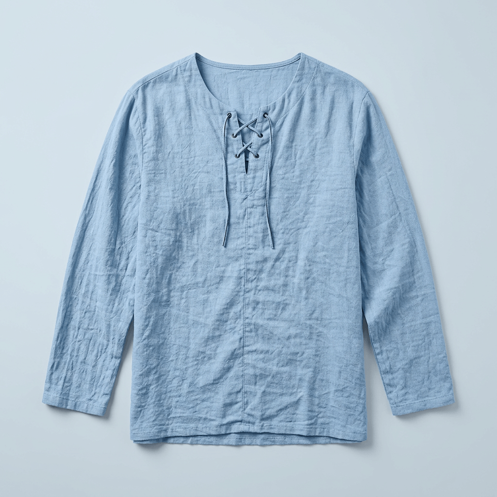 Maqiato | Men's Relaxed Linen-Blend Lace-Up Shirt