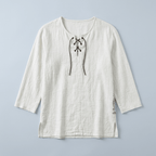 Maqiato | Men's Relaxed Linen-Blend Lace-Up Shirt