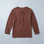 Maqiato | Men's Relaxed Linen-Blend Lace-Up Shirt