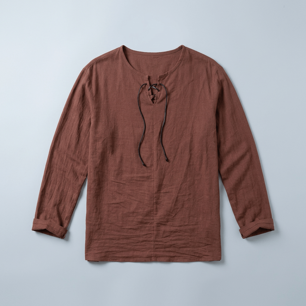 Maqiato | Men's Relaxed Linen-Blend Lace-Up Shirt