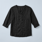 Maqiato | Men's Relaxed Linen-Blend Lace-Up Shirt