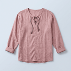 Maqiato | Men's Relaxed Linen-Blend Lace-Up Shirt