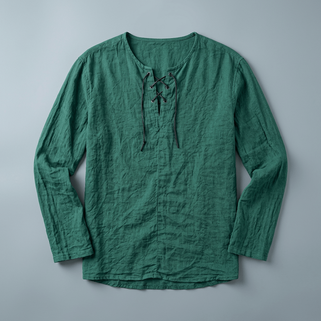 Maqiato | Men's Relaxed Linen-Blend Lace-Up Shirt