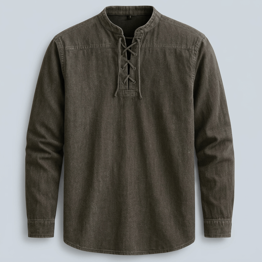Maqiato | Men's Relaxed Denim Lace-Up Shirt