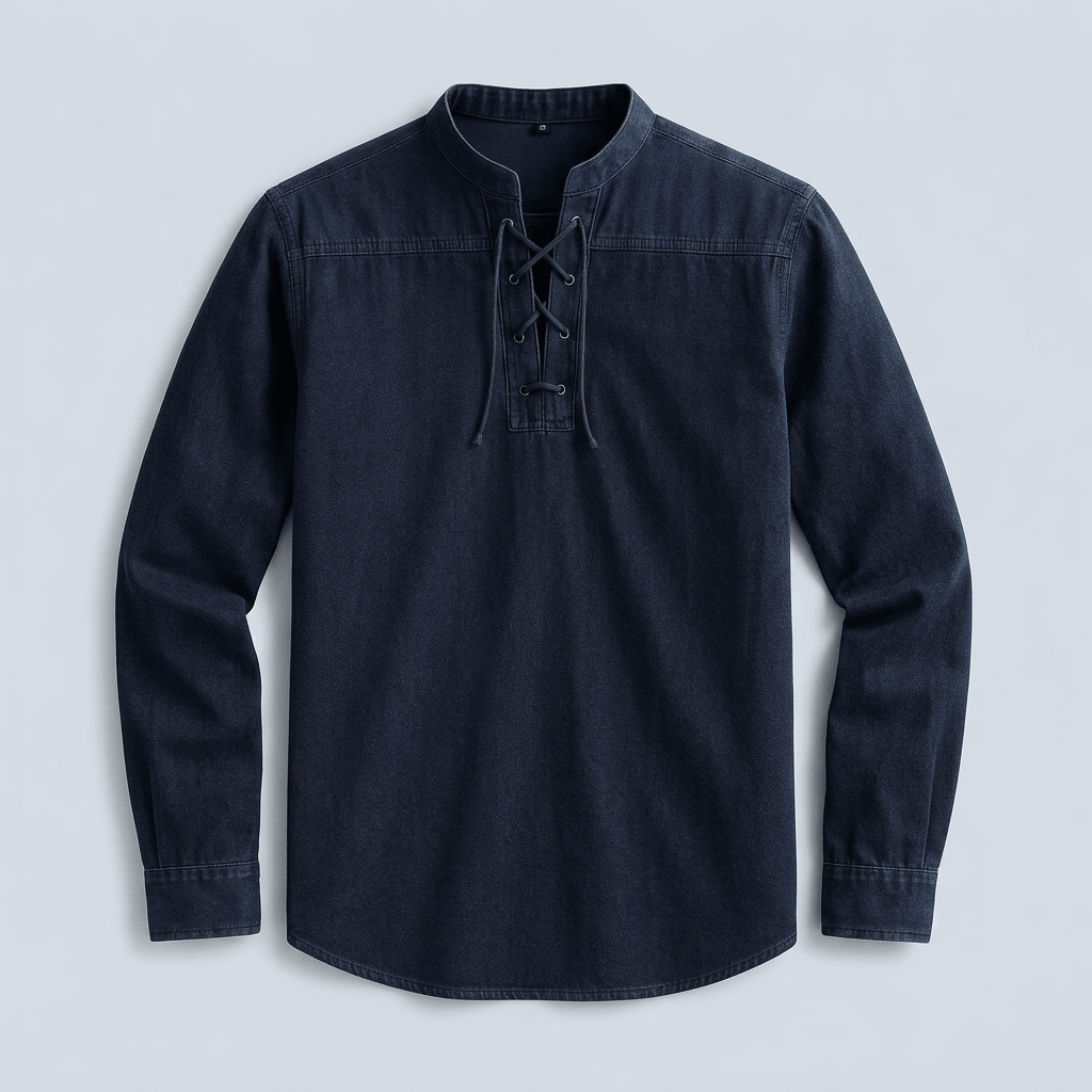 Maqiato | Men's Relaxed Denim Lace-Up Shirt