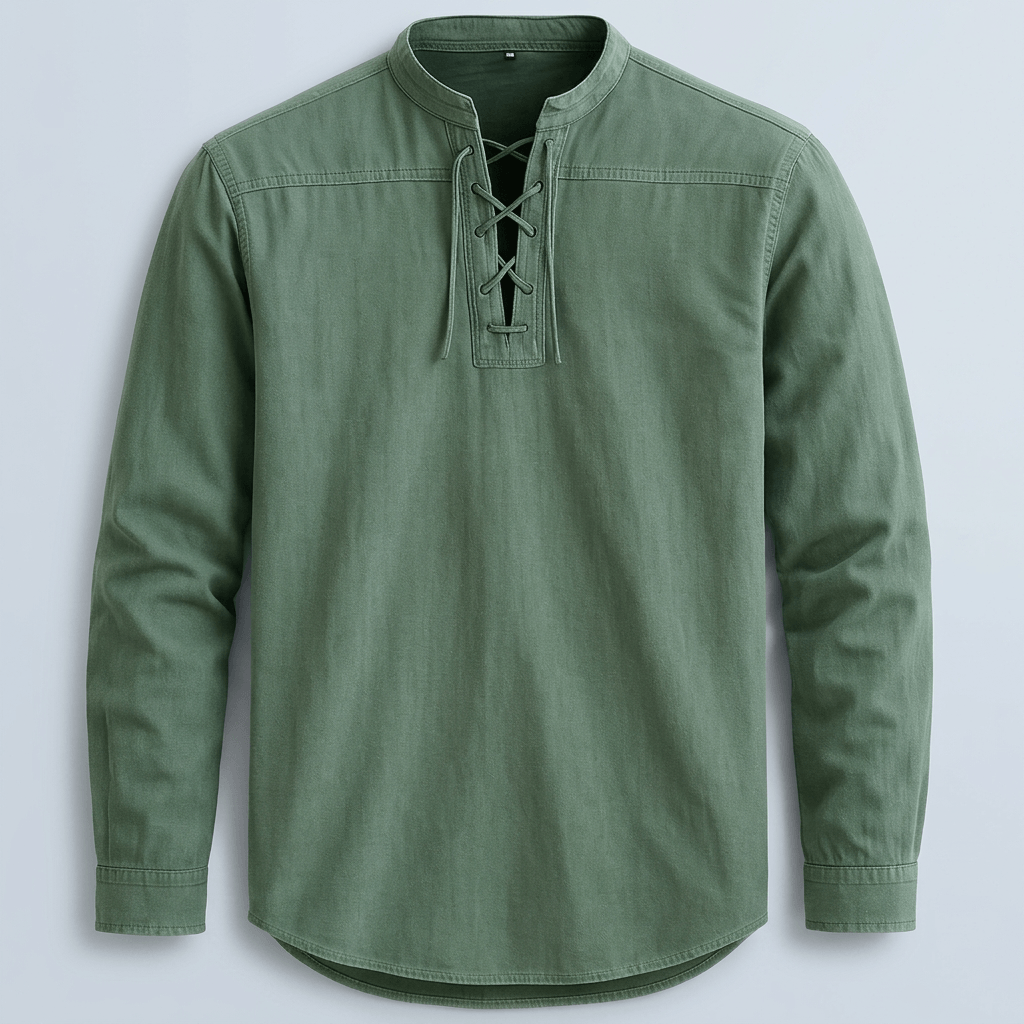 Maqiato | Men's Relaxed Denim Lace-Up Shirt