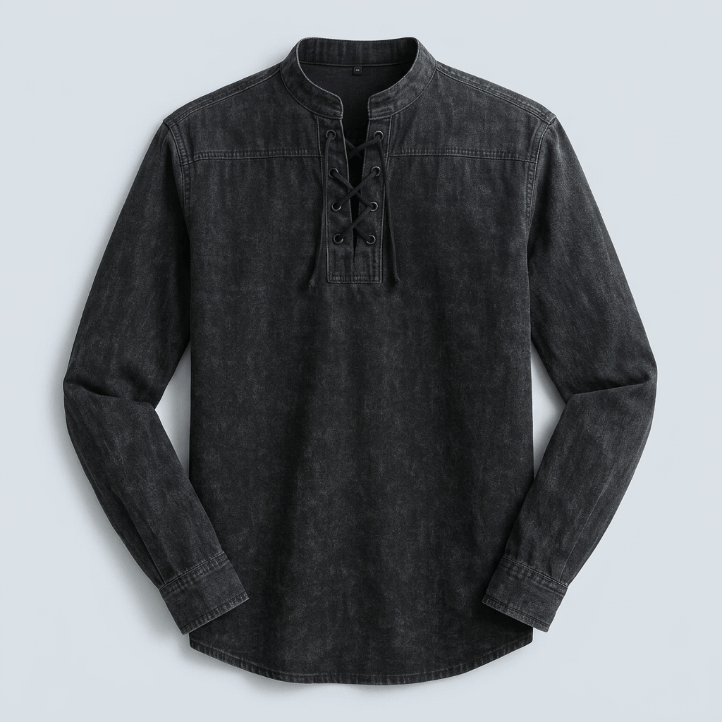 Maqiato | Men's Relaxed Denim Lace-Up Shirt