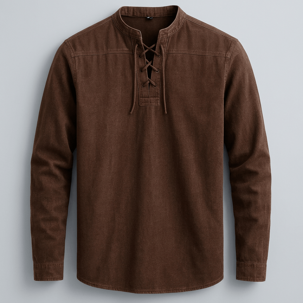 Maqiato | Men's Relaxed Denim Lace-Up Shirt