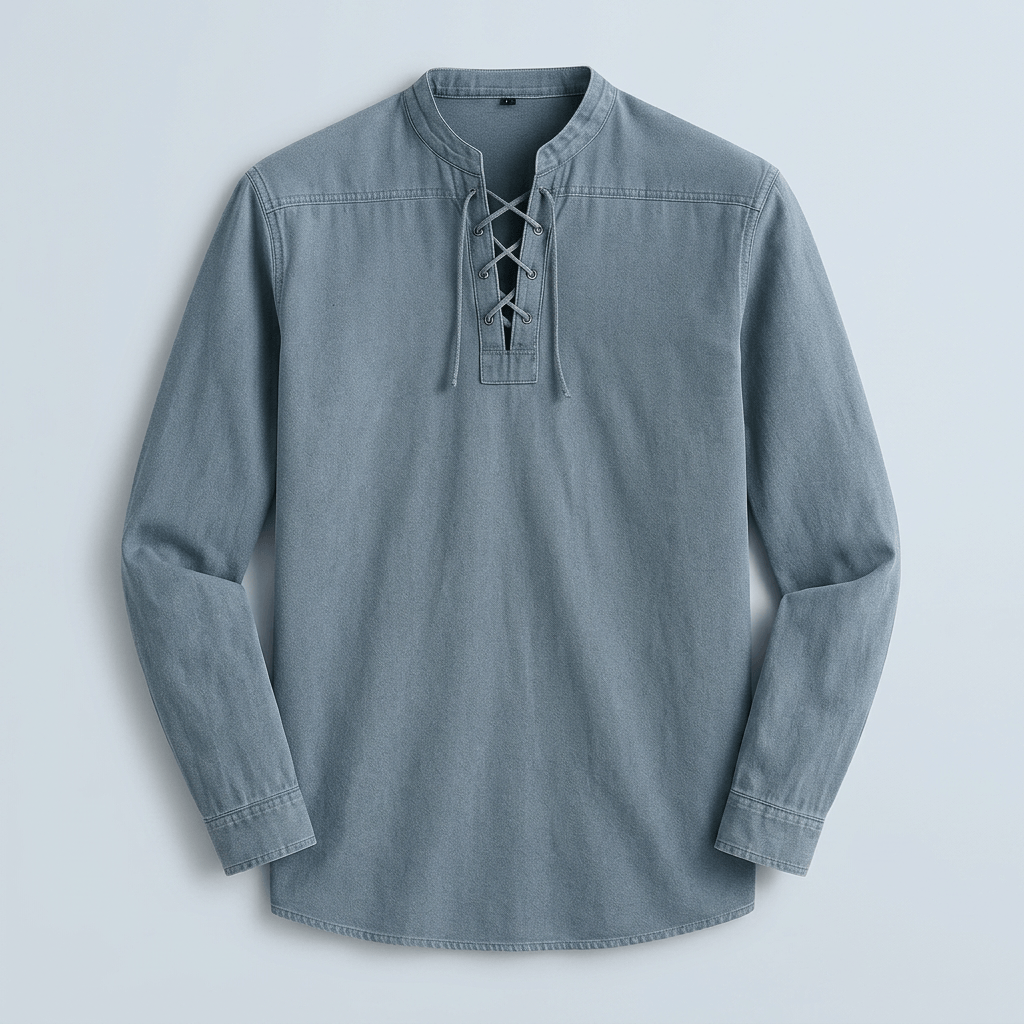 Maqiato | Men's Relaxed Denim Lace-Up Shirt